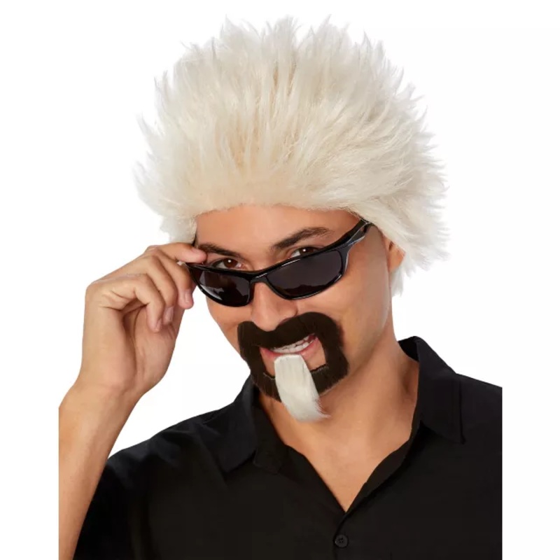 Bleached Spikes Wig With Goatee BLONDE ONE SIZE FITS MOST