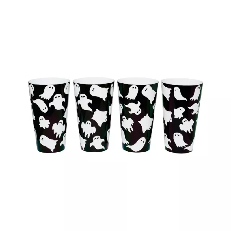 Ghost Plastic Cups 22 oz. - 4 Pack BLACK AND WHITE 22 OUNCE