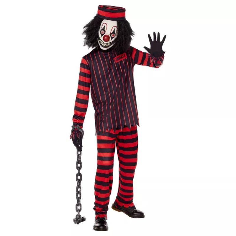 Kids Criminal Clown Costume BLACK AND WHITE CHILD MEDIUM