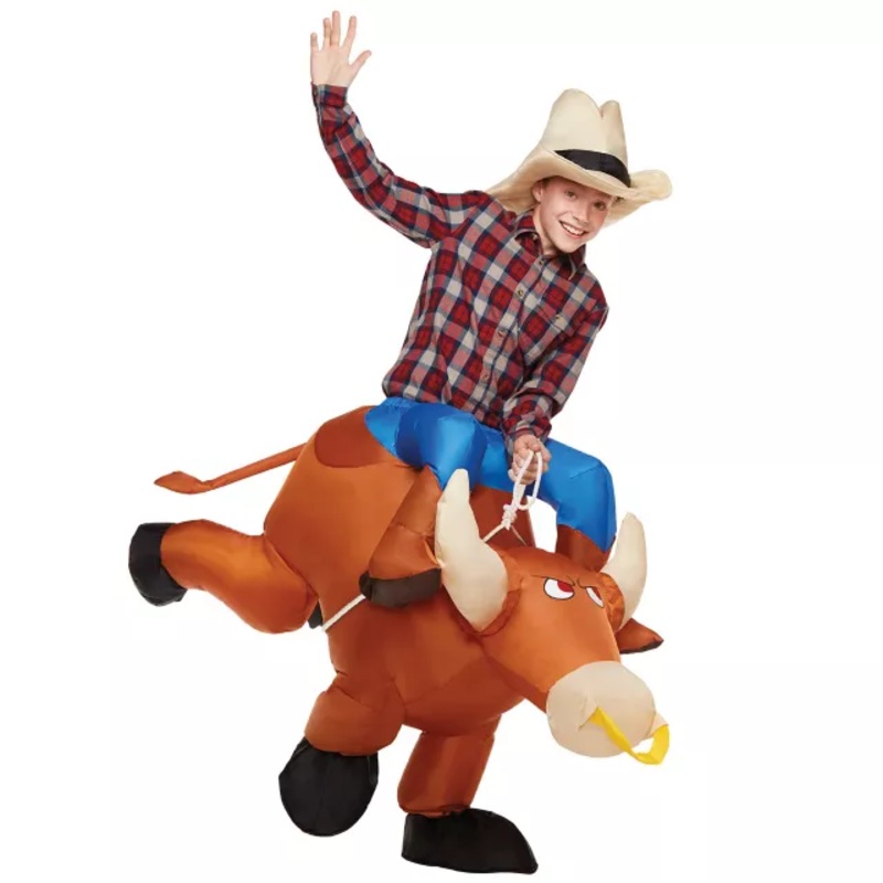 Kids Inflatable Bull Rider Costume BROWN CHILD ONE SIZE