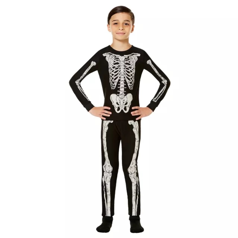 Kids Skeleton Pajama Set BLACK CHILD EXTRA SM