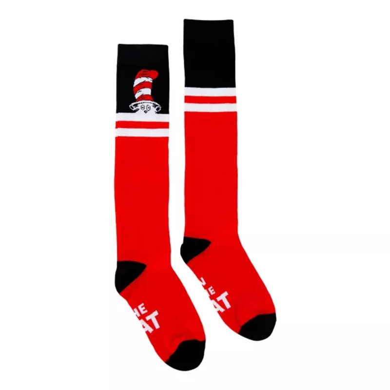 Red Cat in the Hat Knee High Socks  Dr. Seuss RED/WHITE/BLACK ONE SIZE FITS MOST