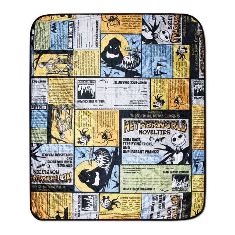 The Nightmare Before Christmas Comic Strip Fleece Blanket GRAY 60 IN X 50 IN