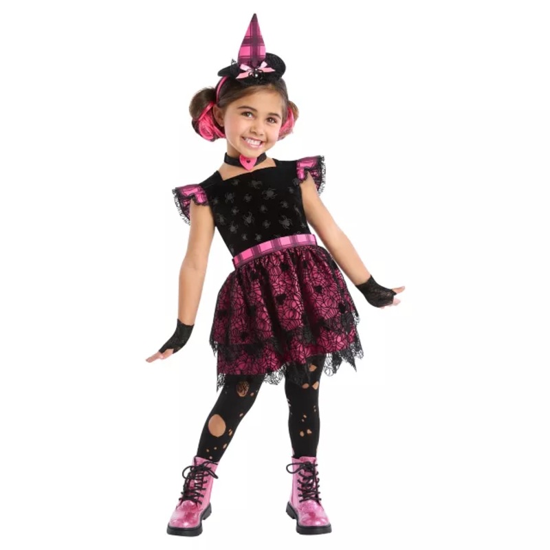 Toddler Pink Widow Witch Costume BLACK AND PINK 2T