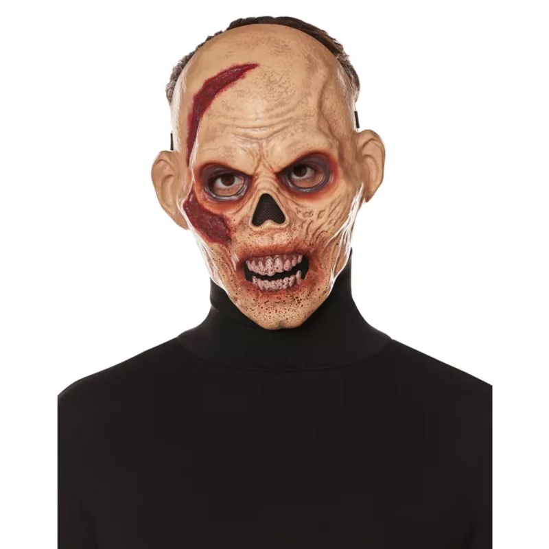 Zombie Half Mask RED/GREY ONE SIZE FITS MOST