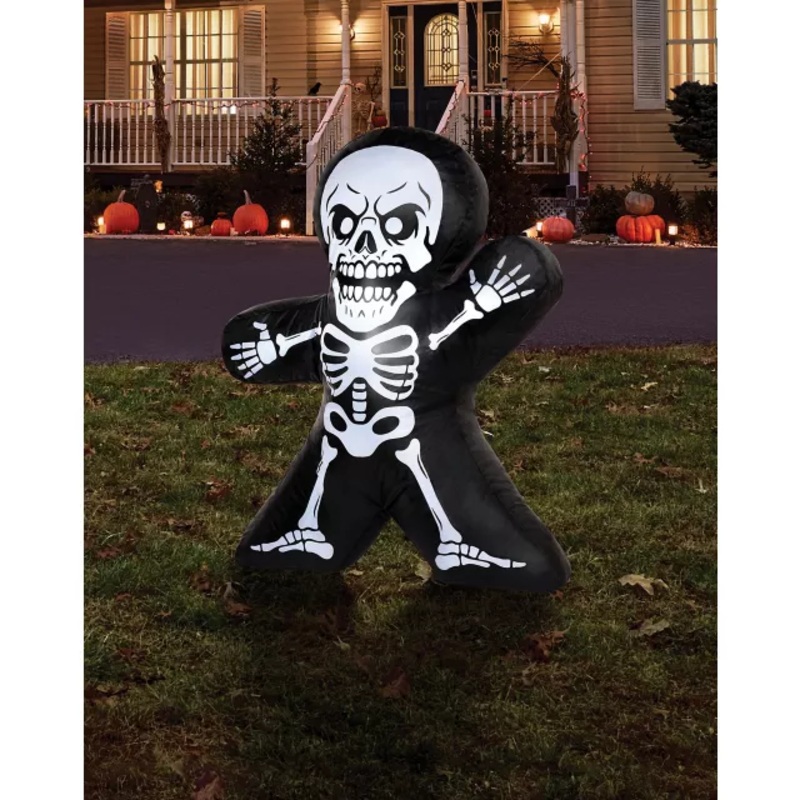 2 Ft Light-Up Skeleton Inflatable BLACK AND WHITE 24 INCH