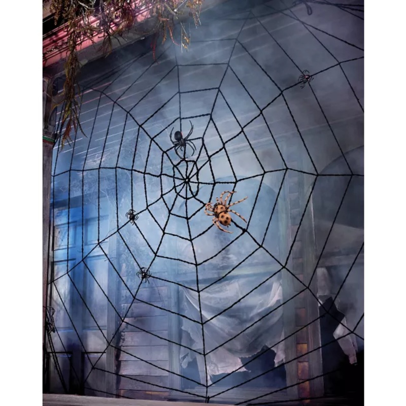 9 Ft Black Rope Spider Web Decoration BLACK