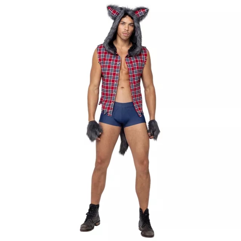 Adult Full Moon Werewolf Costume GREY / BLUE ADULT SMALL