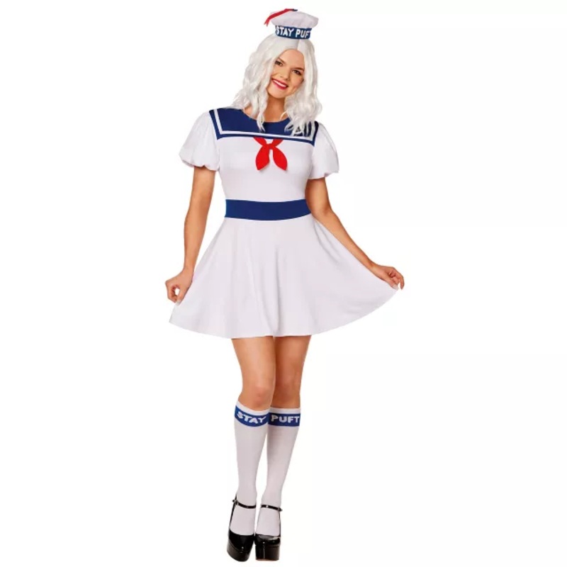 Adult Stay Puft Dress Costume - Ghostbusters BLUE / WHITE ADULT SMALL