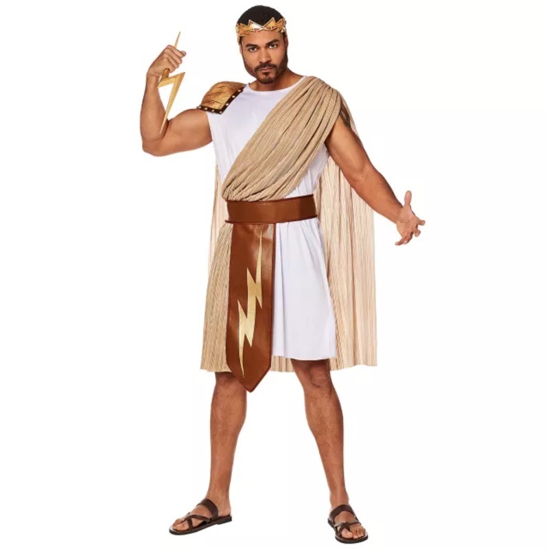 Adult Zeus Costume GOLD AND WHITE ADULT SMALL