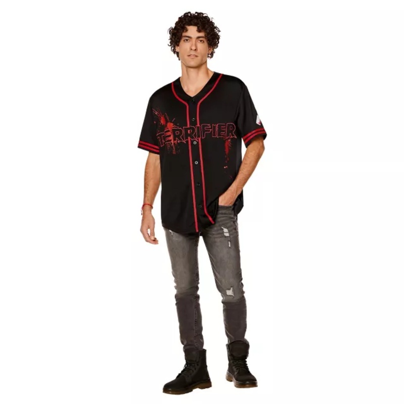 Art the Clown Baseball Jersey - Terrifier BLACK AND RED ADULT SMALL