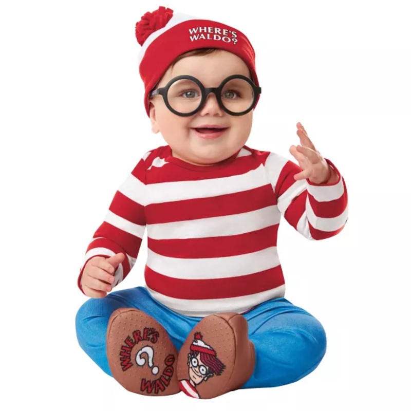 Baby Waldo Costume  Wheres Waldo? RED AND WHITE 0 TO 6 MONTHS