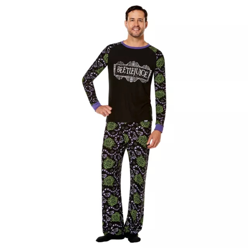 Beetlejuice Pajama Set- Beetlejuice BLACK/PURPLE/GREEN ADULT MEDIUM