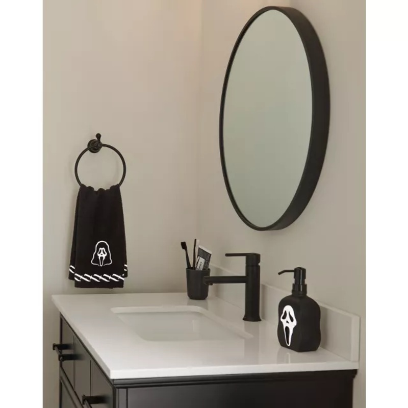Black and White Ghost Face Hand Towel BLACK AND WHITE 28 INCH