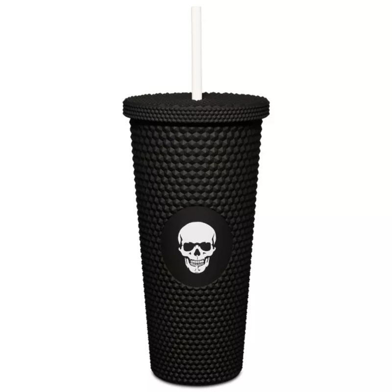 Black Skull Textured Cup with Straw- 20 oz BLACK 20 OUNCE