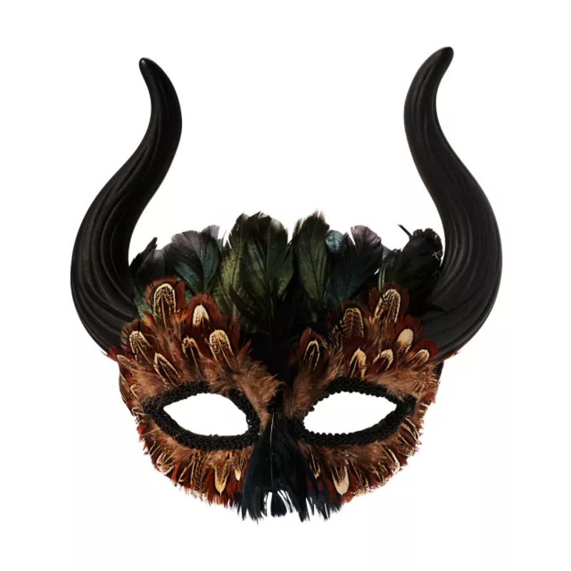 Feather Horn Eye Half Mask BLACK ONE SIZE FITS MOST