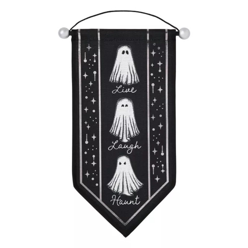 Ghost Live Laugh Haunt Banner BLACK AND WHITE