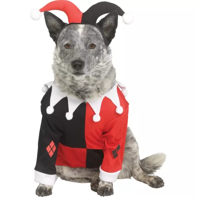 Harley Quinn Pet Costume - DC Villains BLACK AND RED PET SMALL