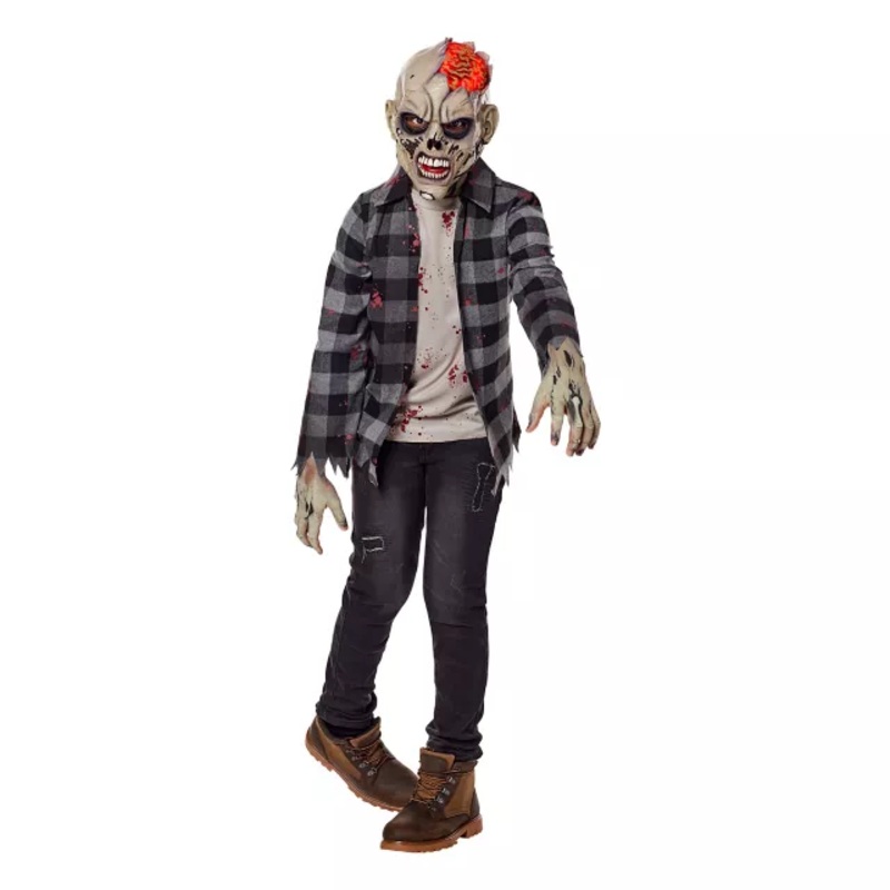 Kids Light-Up Undead Zombie Costume BLACK AND WHITE CHILD MEDIUM