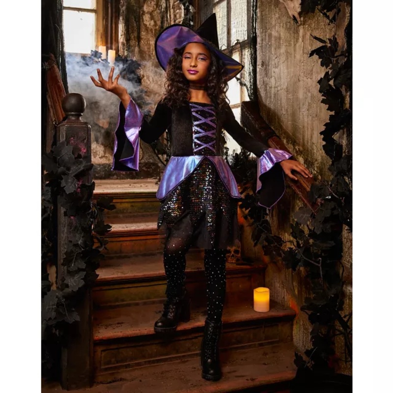 Kids Mystic Witch Costume BLACK AND PURPLE CHILD SMALL