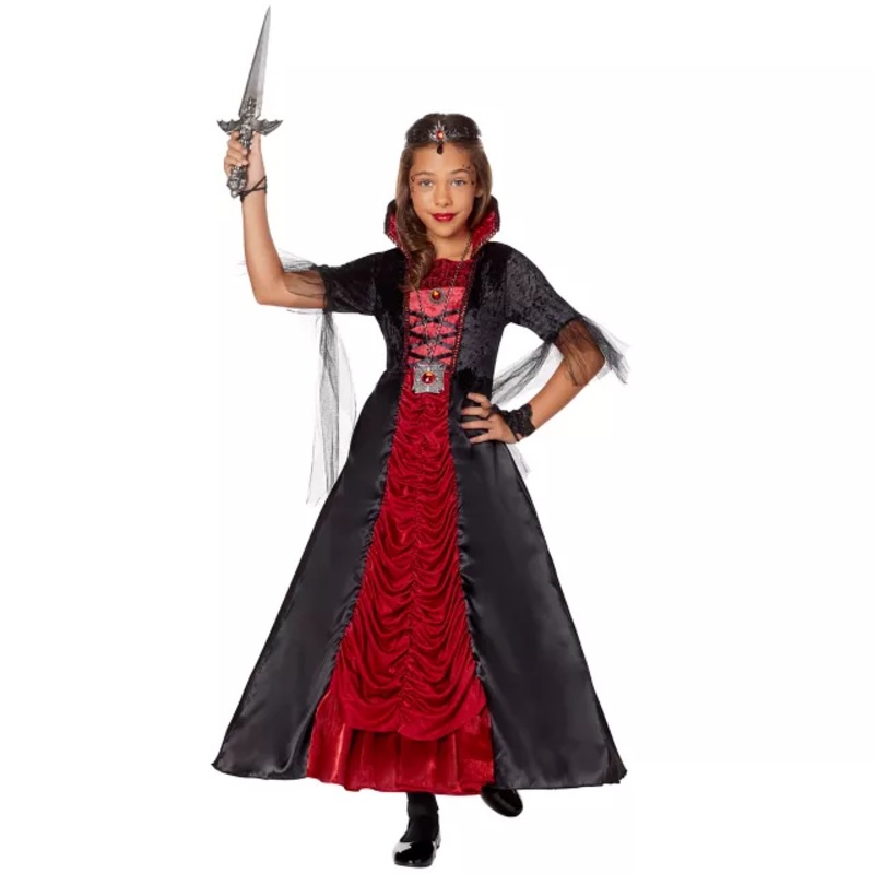 Kids Royal Vampiress Dress Costume BLACK AND RED CHILD SMALL