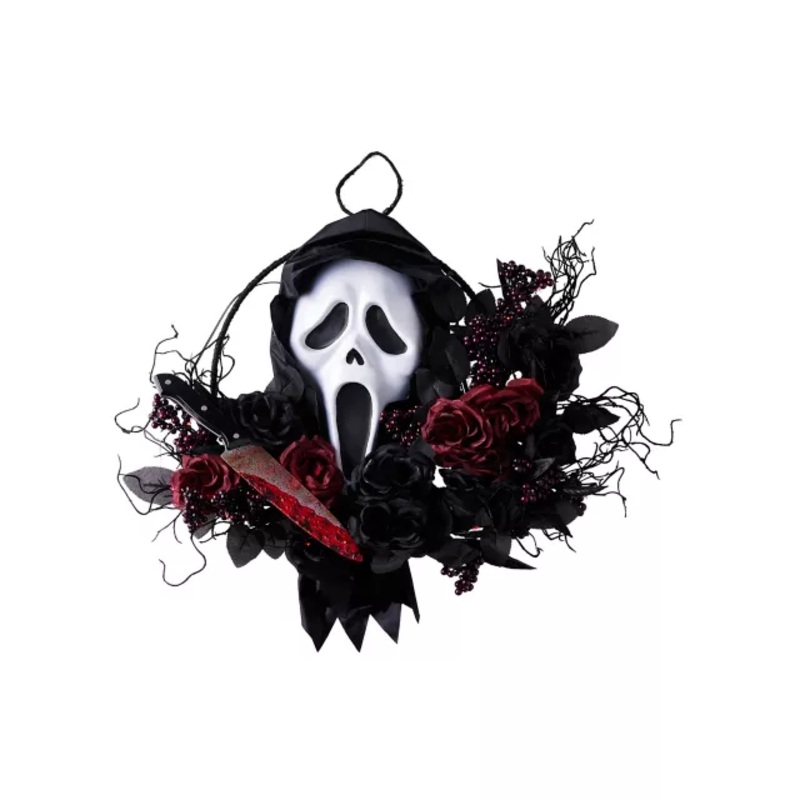 Light-Up Ghost Face Slasher Wreath MULTI-COLOR