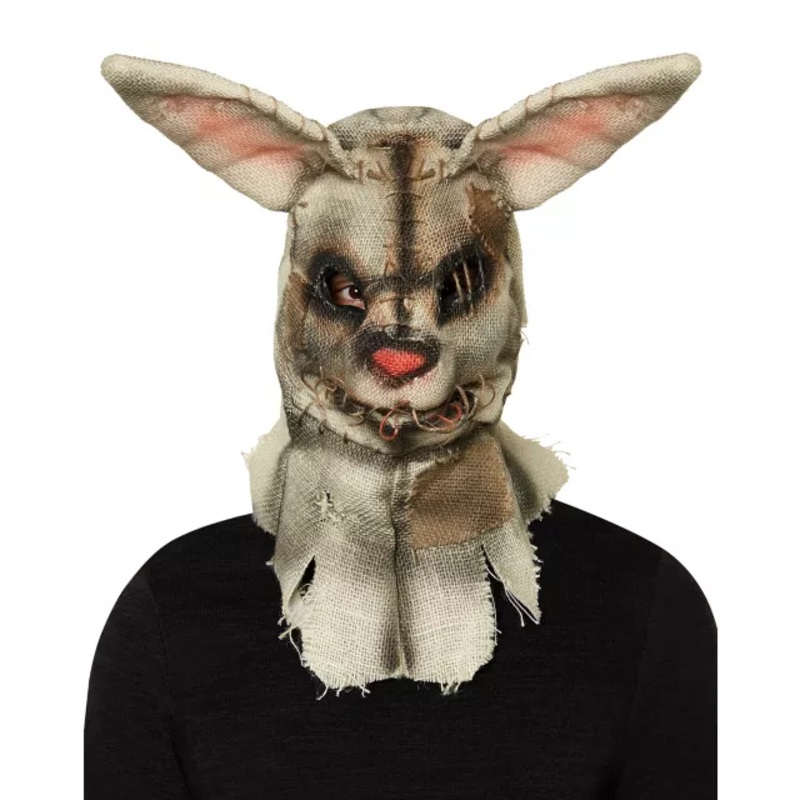 Moving Mouth Rabbit Scarecrow Full Mask BROWN ONE SIZE FITS MOST