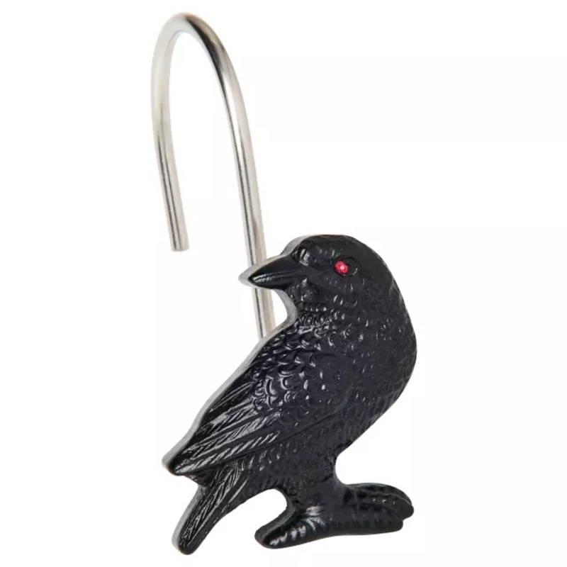 Raven Shower Hook Set - 12 Pack BLACK