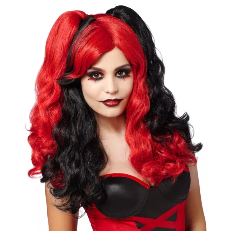 Red and Black Jester Wig BLACK AND RED ONE SIZE FITS MOST
