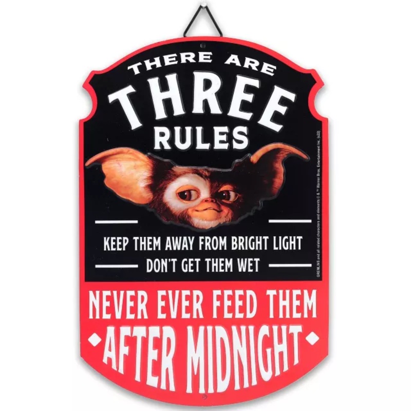 Three Rules Gizmo Sign - Gremlins MULTI-COLOR 11 INCHES