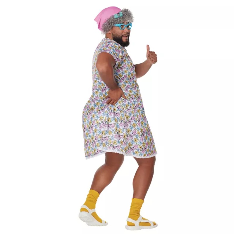 Adult Grandma Flower Dress Costume MULTI-COLOR 2X
