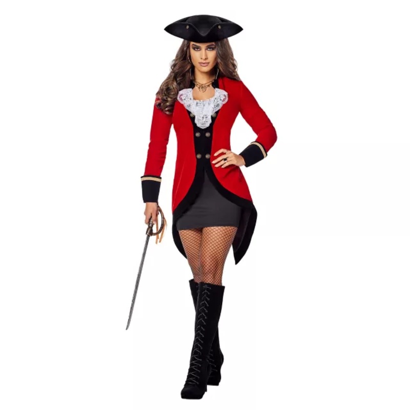 Adult Racy Red Coat Pirate Costume RED ADULT SMALL