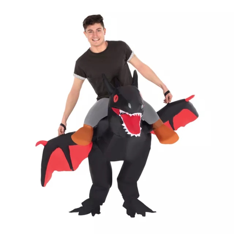 Adult Ride-Along Dragon Inflatable Costume BLACK ONE SIZE FITS MOST