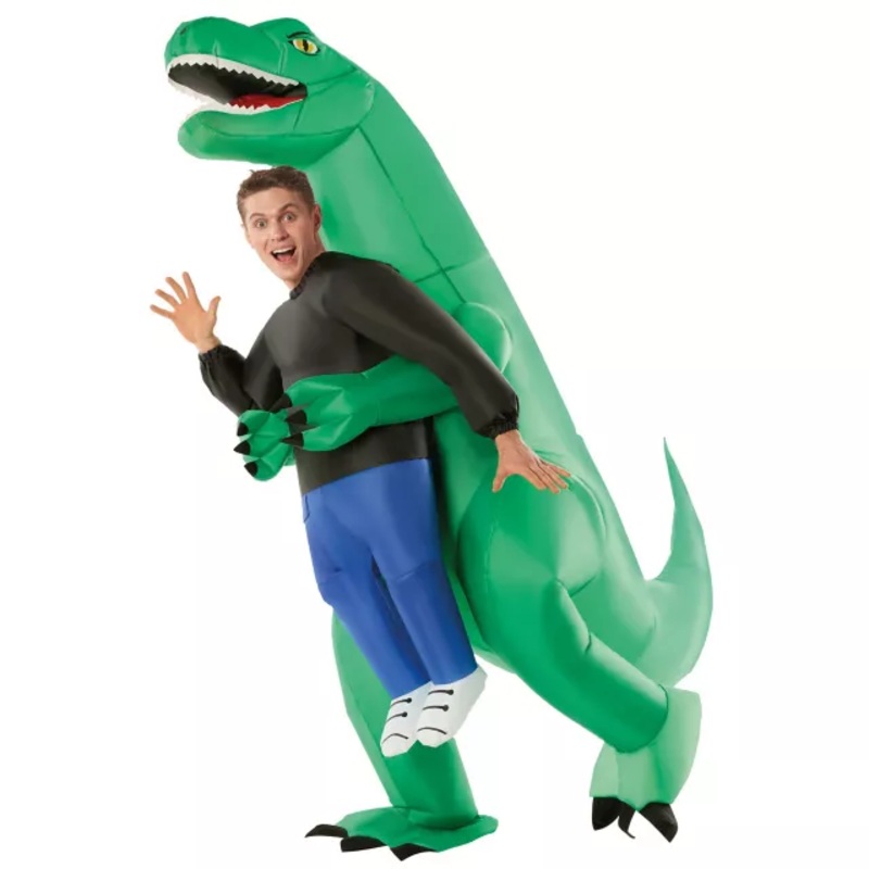 Adult T. Rex Abduction Inflatable Costume GREEN ONE SIZE FITS MOST