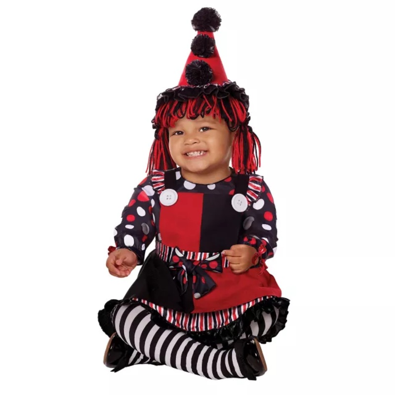 Baby Lil' Clown Costume RED AND WHITE 6 TO 12 MONTHS