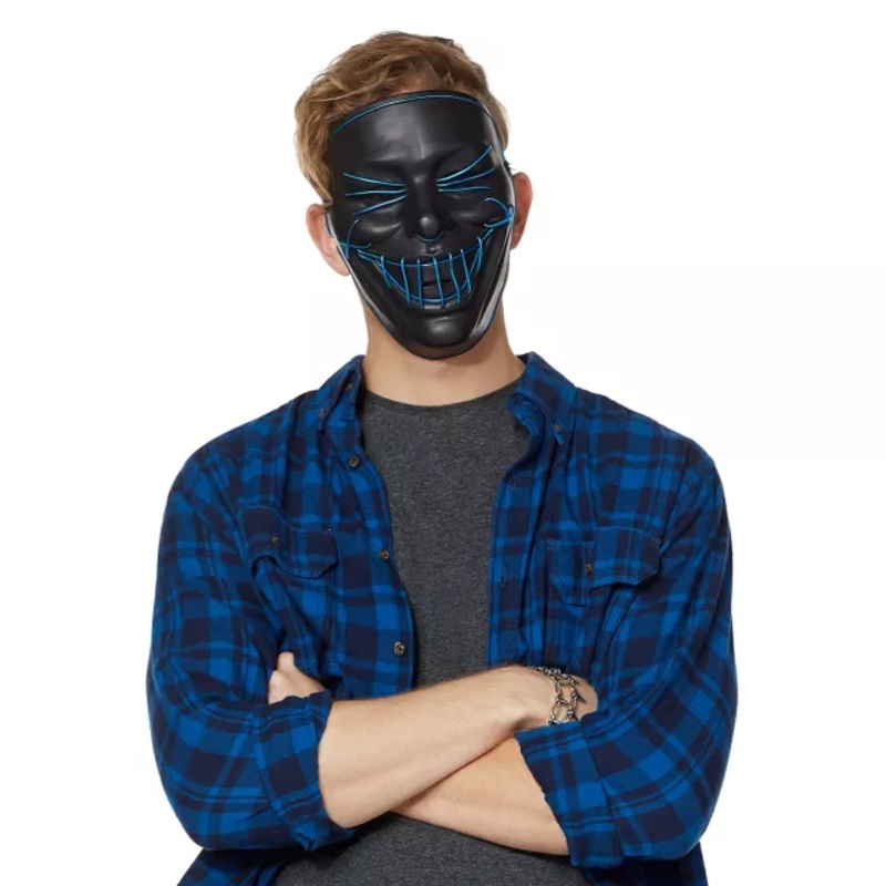 Black and Blue EL Wire Half Mask  ONE SIZE FITS MOST