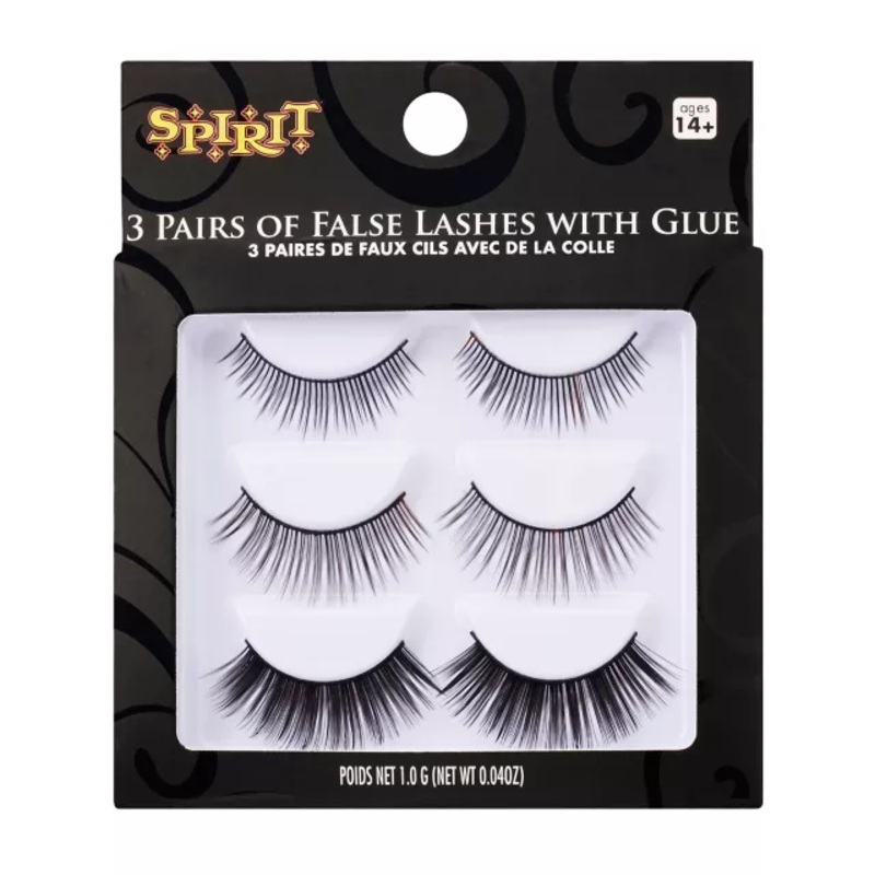 Black Eyelashes and Adhesive - 5 Pack BLACK