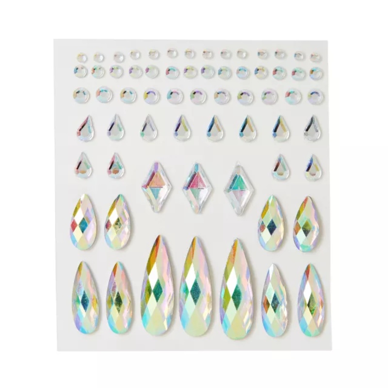 Clear Press On Gem Stones 65 Piece Set CLEAR