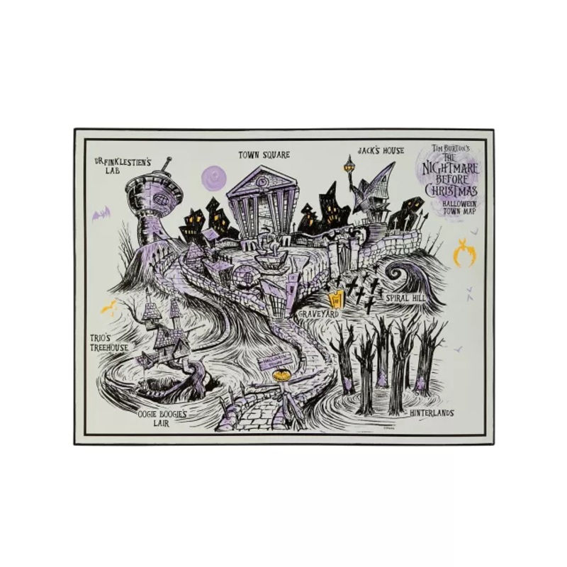 Halloween Town Map Sign - The Nightmare Before Christmas MULTI-COLOR 16 INCH