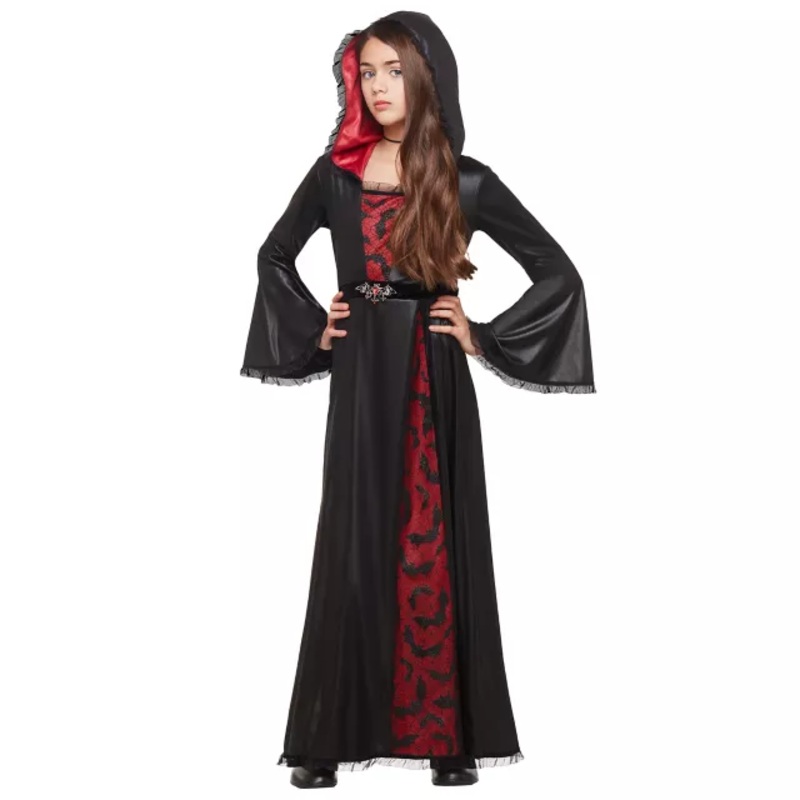 Kids Bat Vampiress Costume BLACK AND RED CHILD SMALL