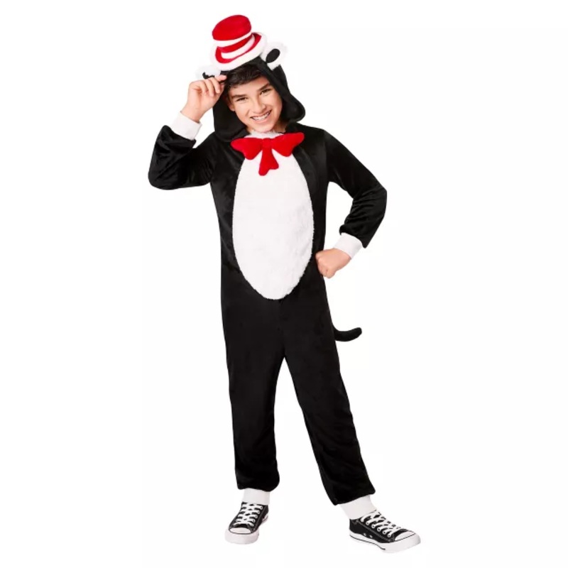 Kids Cat in the Hat Jumpsuit Costume  Dr. Seuss BLACK AND WHITE CHILD SMALL