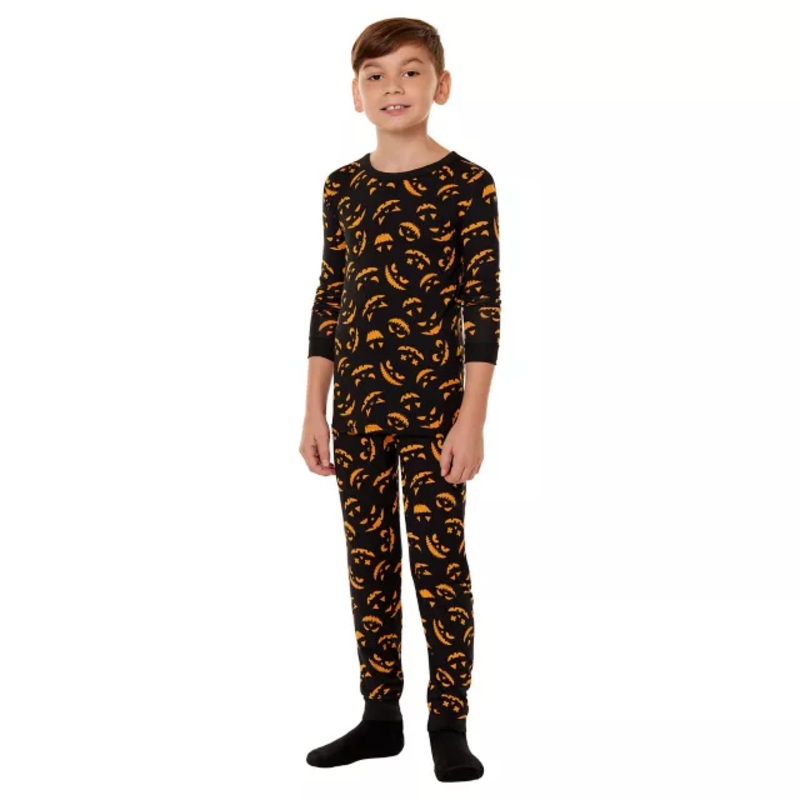 Kids Jack-O'-Lantern Pajama Set BLACK AND ORANGE CHILD SMALL