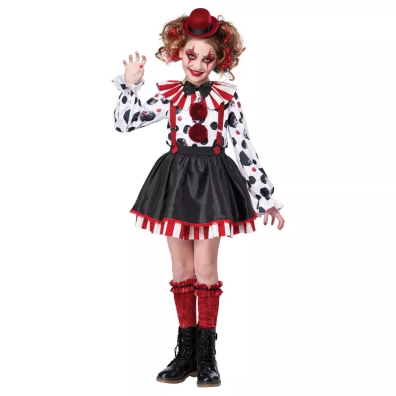 Kids Sinister Clown Costume RED/WHITE/BLACK CHILD SMALL