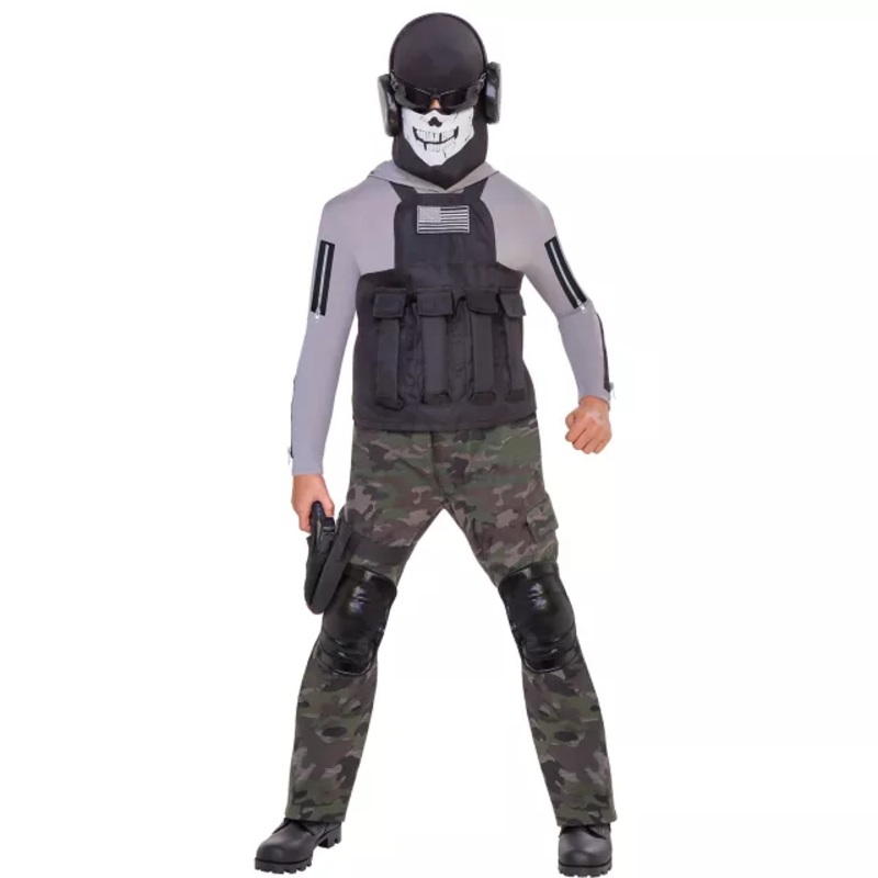 Kids Skull Commando Costume BLACK CHILD SMALL