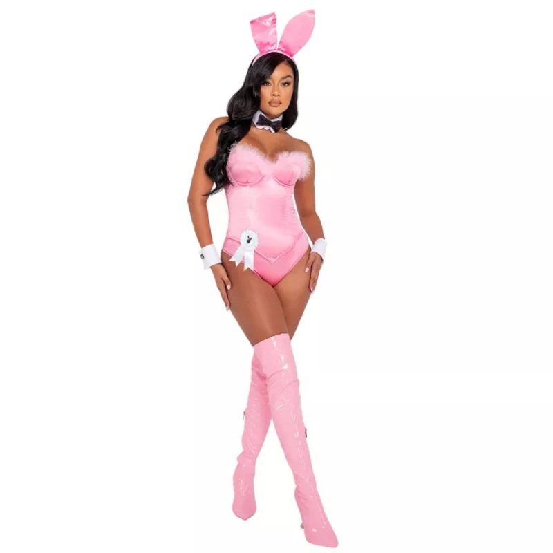 Adult Pink Boudoir Playboy Bunny Costume PINK ADULT EX SMALL