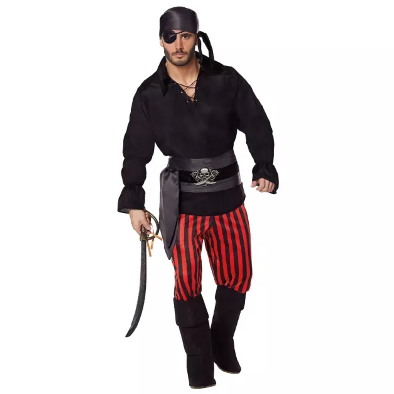 Adult Pirate Plus Size Costume BLACK AND RED 2X