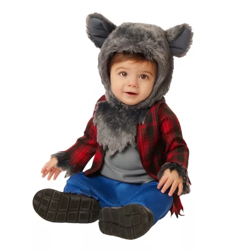 Baby Werewolf Costume GRAY PLAID 0 TO 6 MONTHS