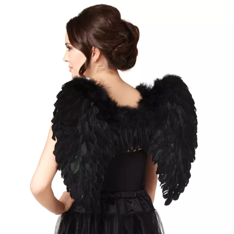 Black Faux Feather Wings BLACK ONE SIZE FITS MOST