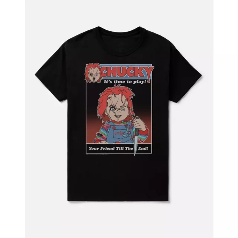 Chucky Playtime T Shirt BLACK ADULT SMALL