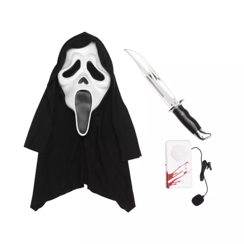 Ghost Face Costume Kit with Voice Changer WHITE ONE SIZE FITS MOST